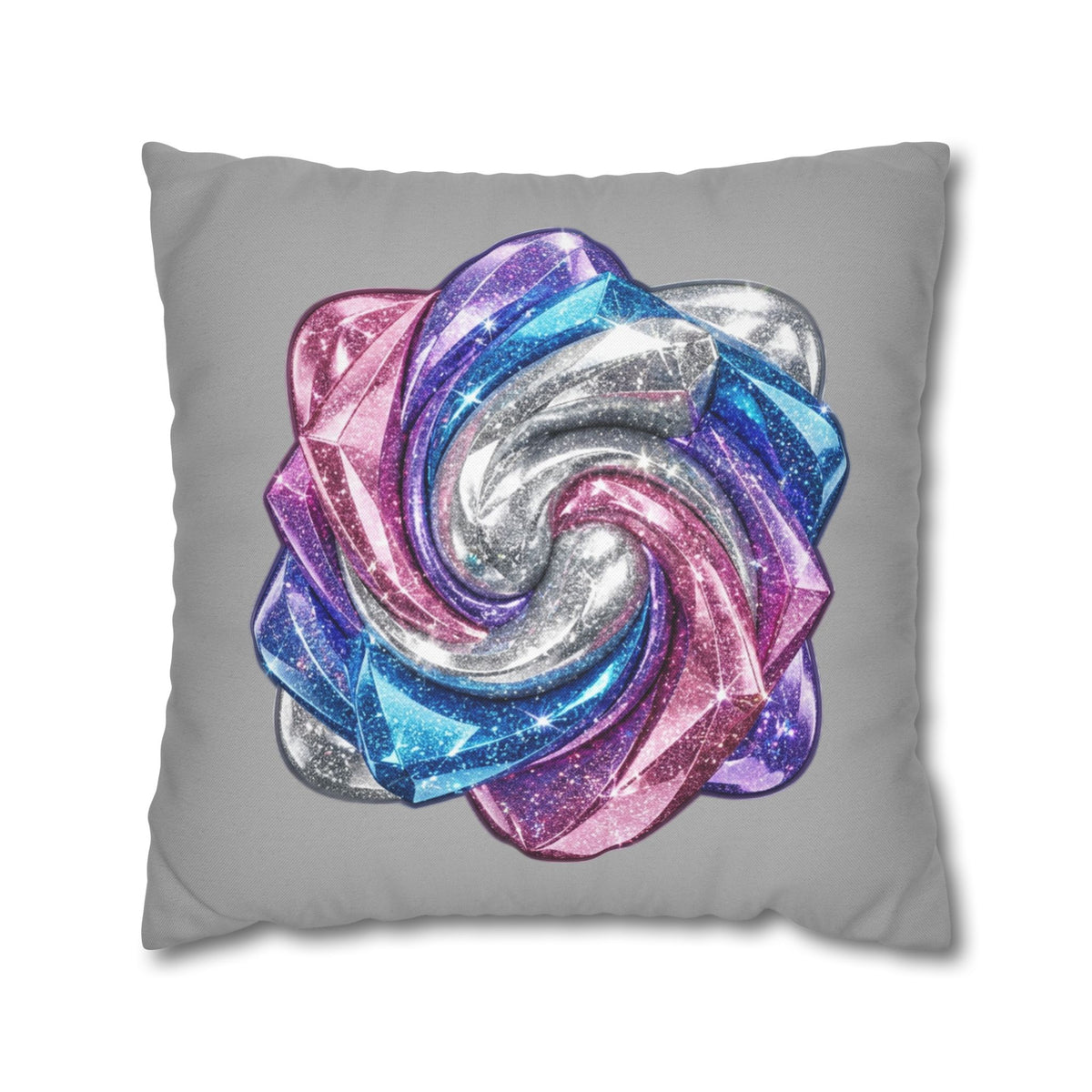 3D Glitter Design Light Grey Spun Polyester Square Pillowcase