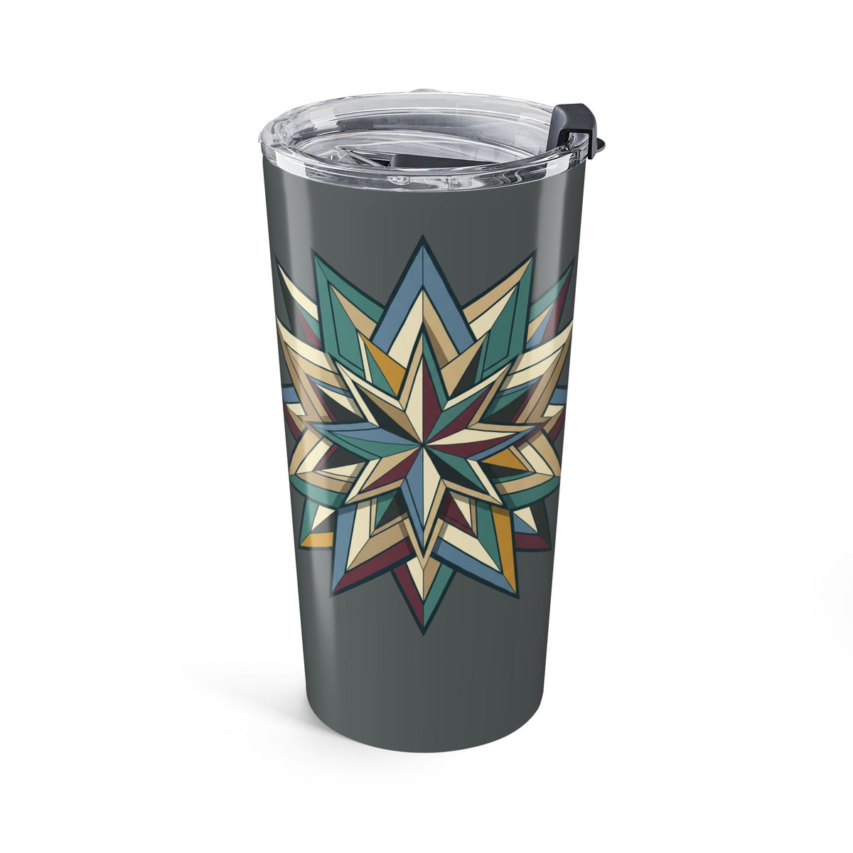 Geometric Star 20oz Tumbler — Insulated Travel Cup- Dark Grey
