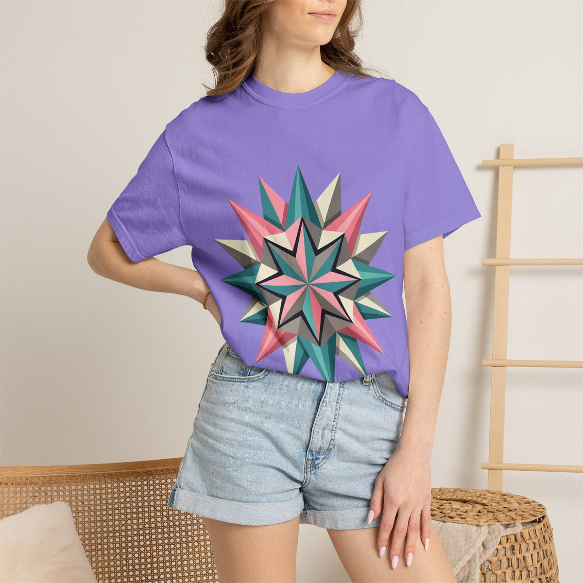 Geometric Starburst Graphic T-Shirt