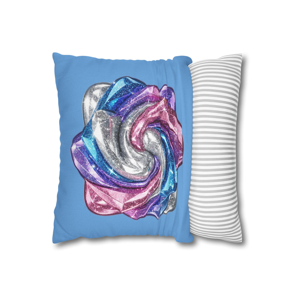 3D Glitter Design Light Blue Spun Polyester Square Pillowcase