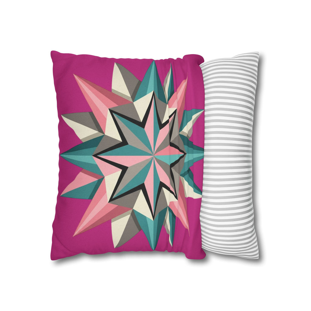 Geometric Starburst Throw Pillowcase — Pink Teal Modern Decorative Cushion Cover
