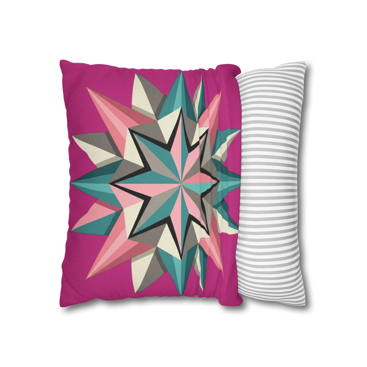 Geometric Starburst Throw Pillowcase — Pink Teal Modern Decorative Cushion Cover