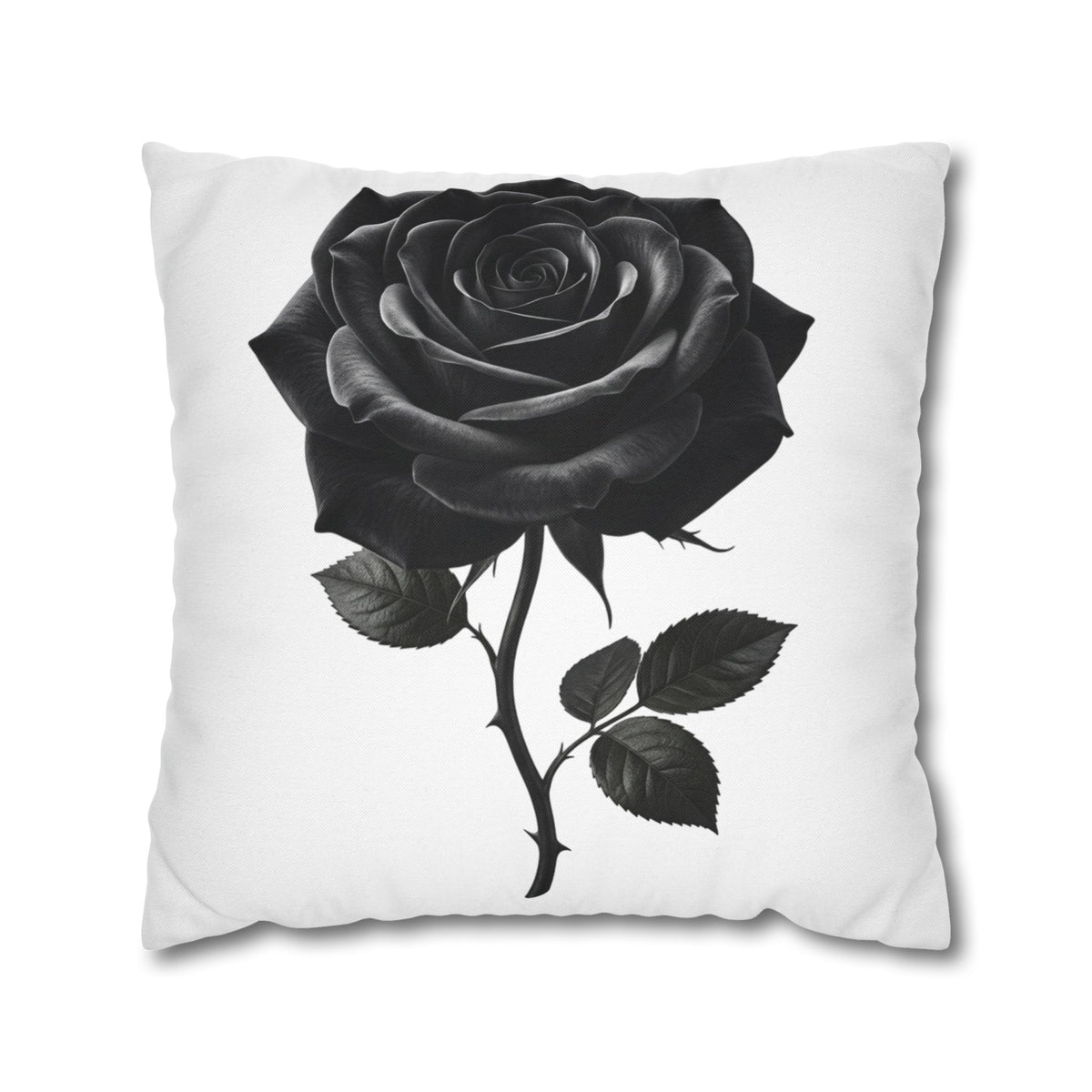 Black Rose Spun Polyester Square Pillowcase
