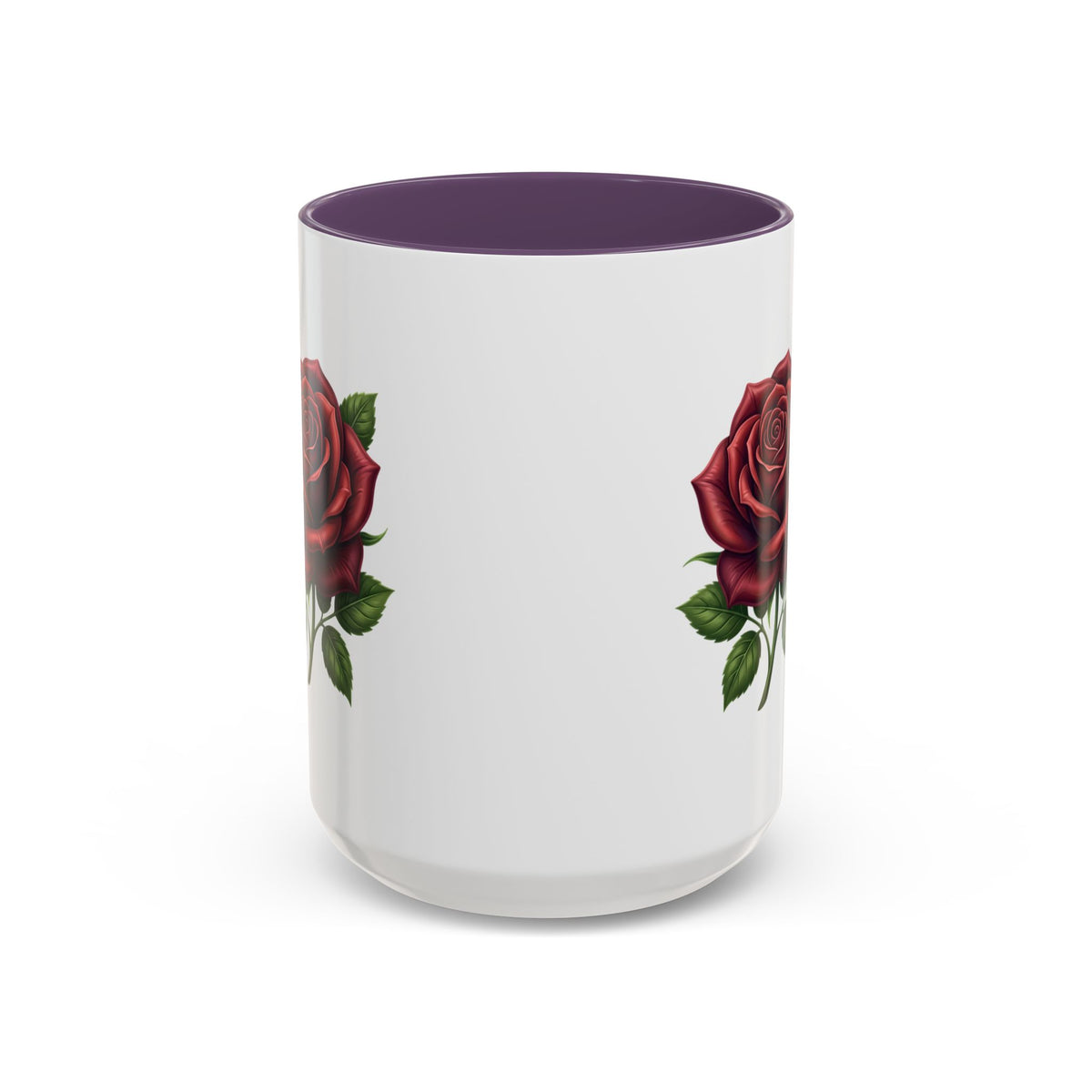 Red Rose Accent Coffee Mug — Floral Ceramic Coffee Cup (11/15oz)