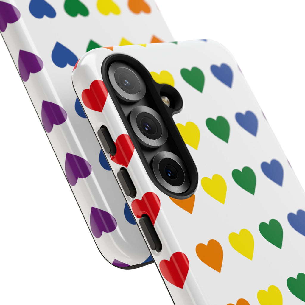 Rainbow Heart Tough Phone Case — Pride Pattern Protective Cover