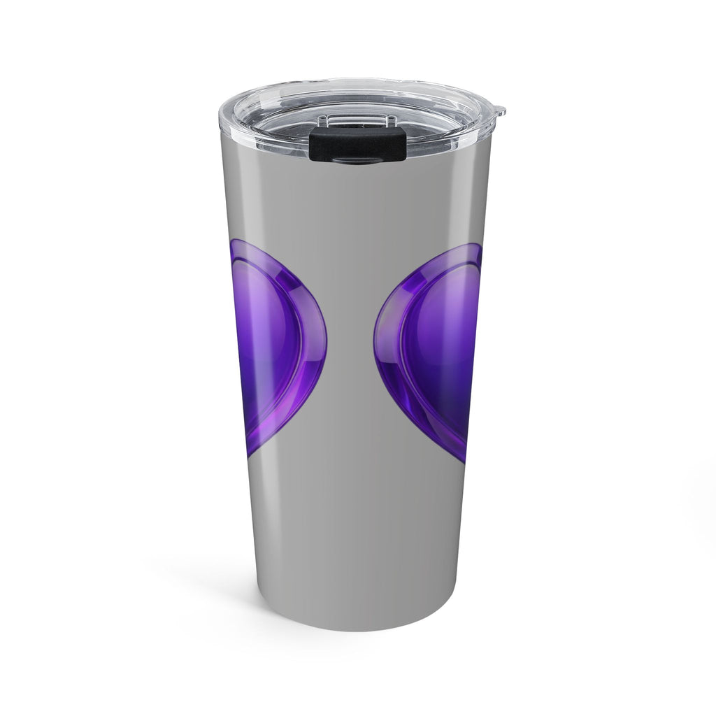 20oz Stainless Tumbler with Purple Heart Design – Insulated Travel Cup- Grey