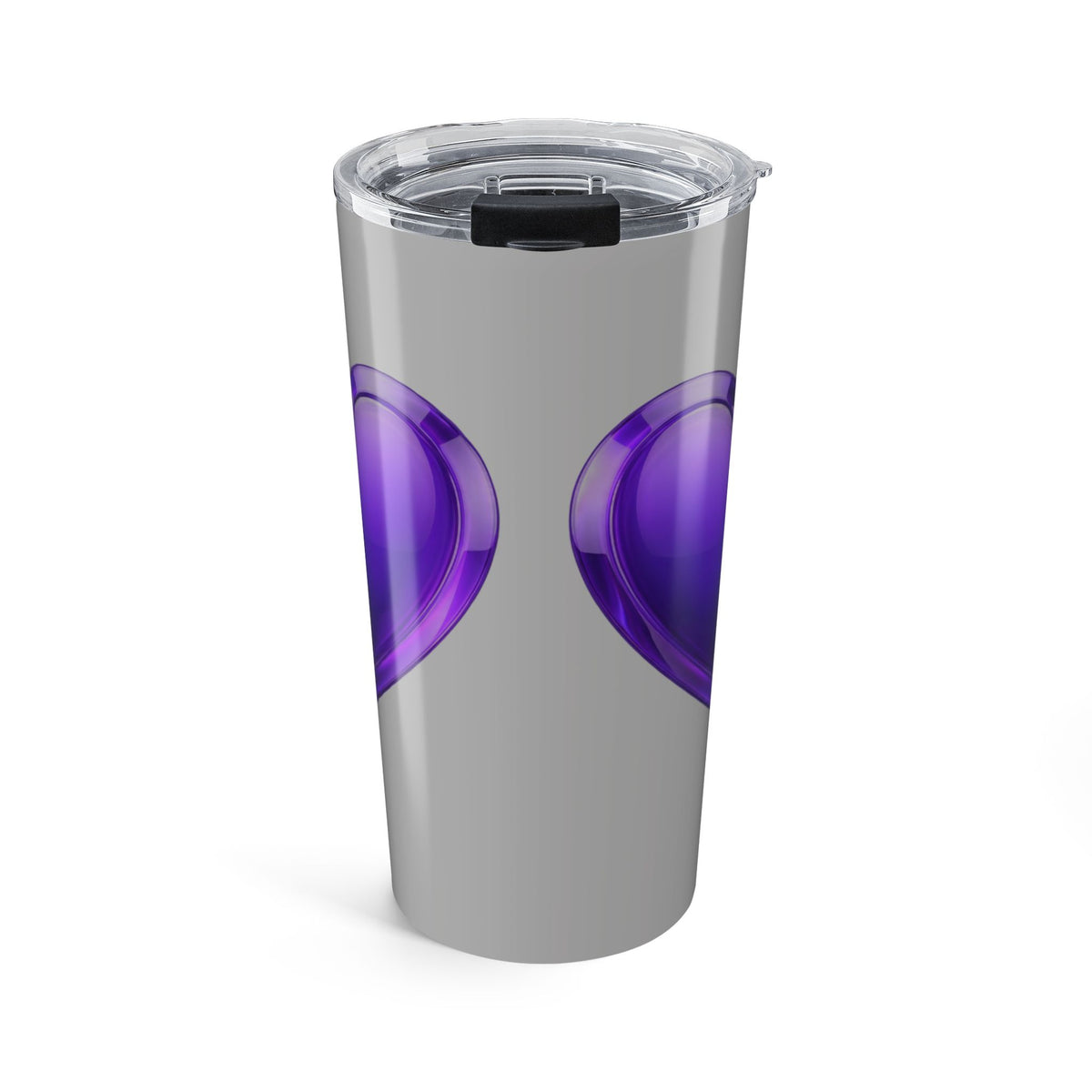 20oz Stainless Tumbler with Purple Heart Design – Insulated Travel Cup- Grey