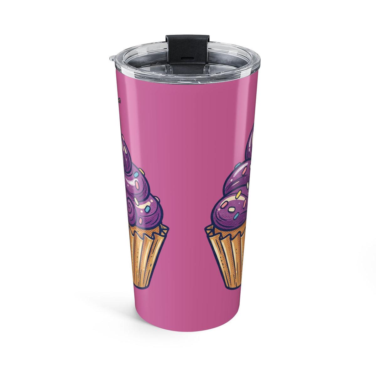 20oz Cupcake Tumbler – Light Pink Purple Dessert Travel Mug