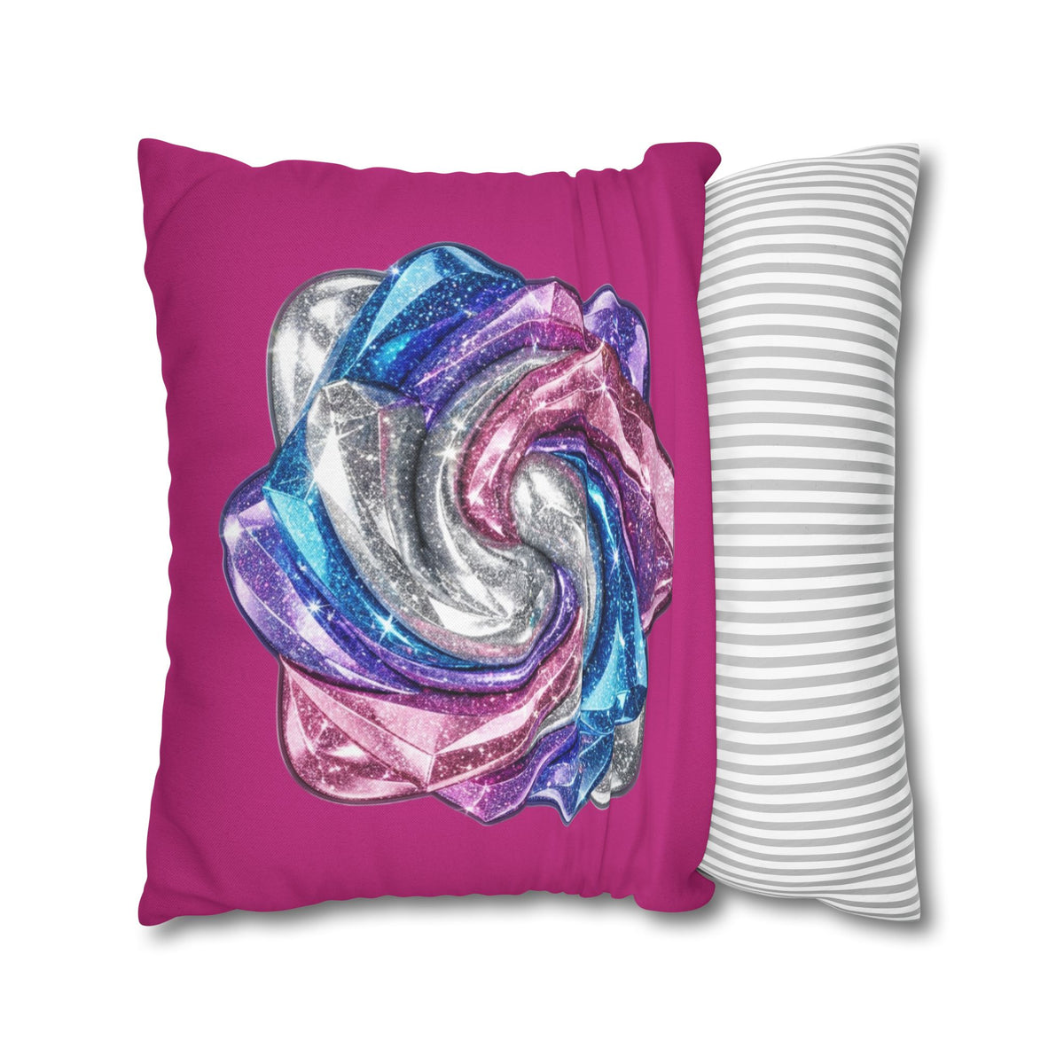 3D Glitter Design Magenta Spun Polyester Square Pillowcase
