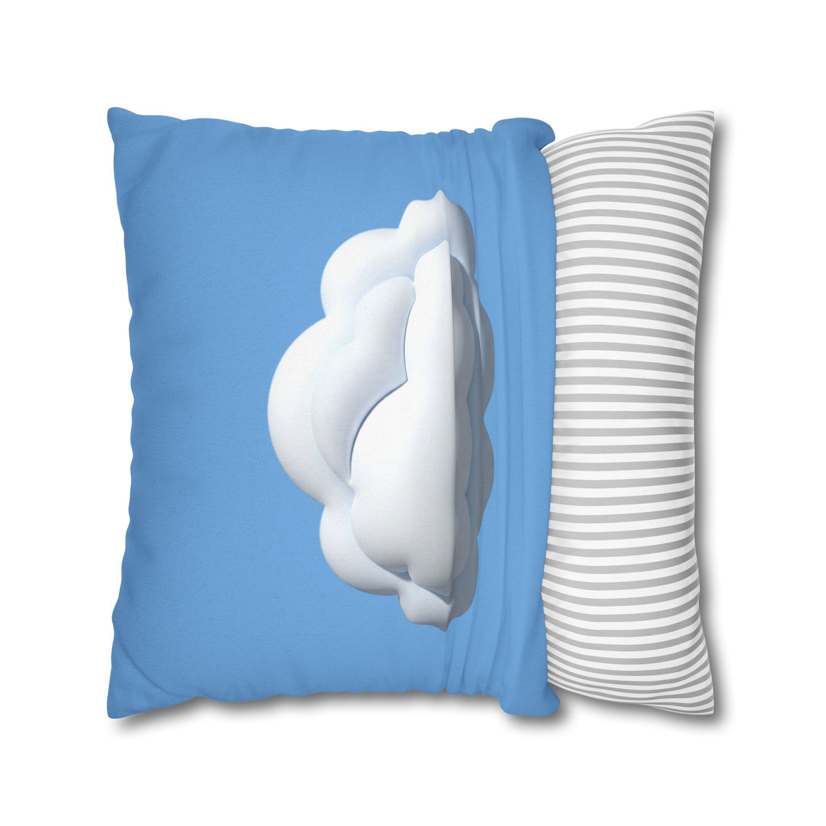 Cloud Print Square Pillowcase — Soft Light Blue Decorative Throw Pillow Cover
