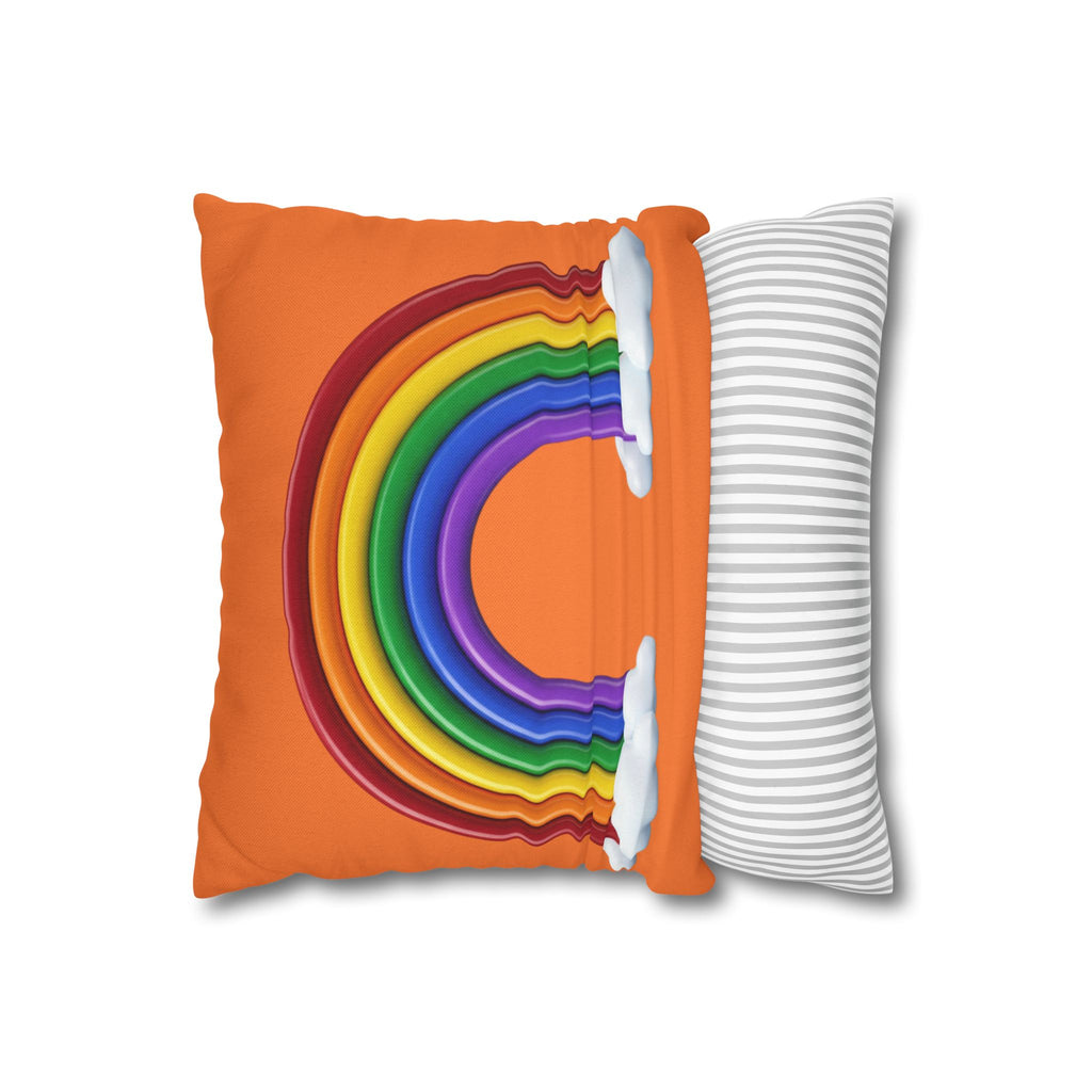 Rainbow Orange Spun Polyester Square Pillowcase