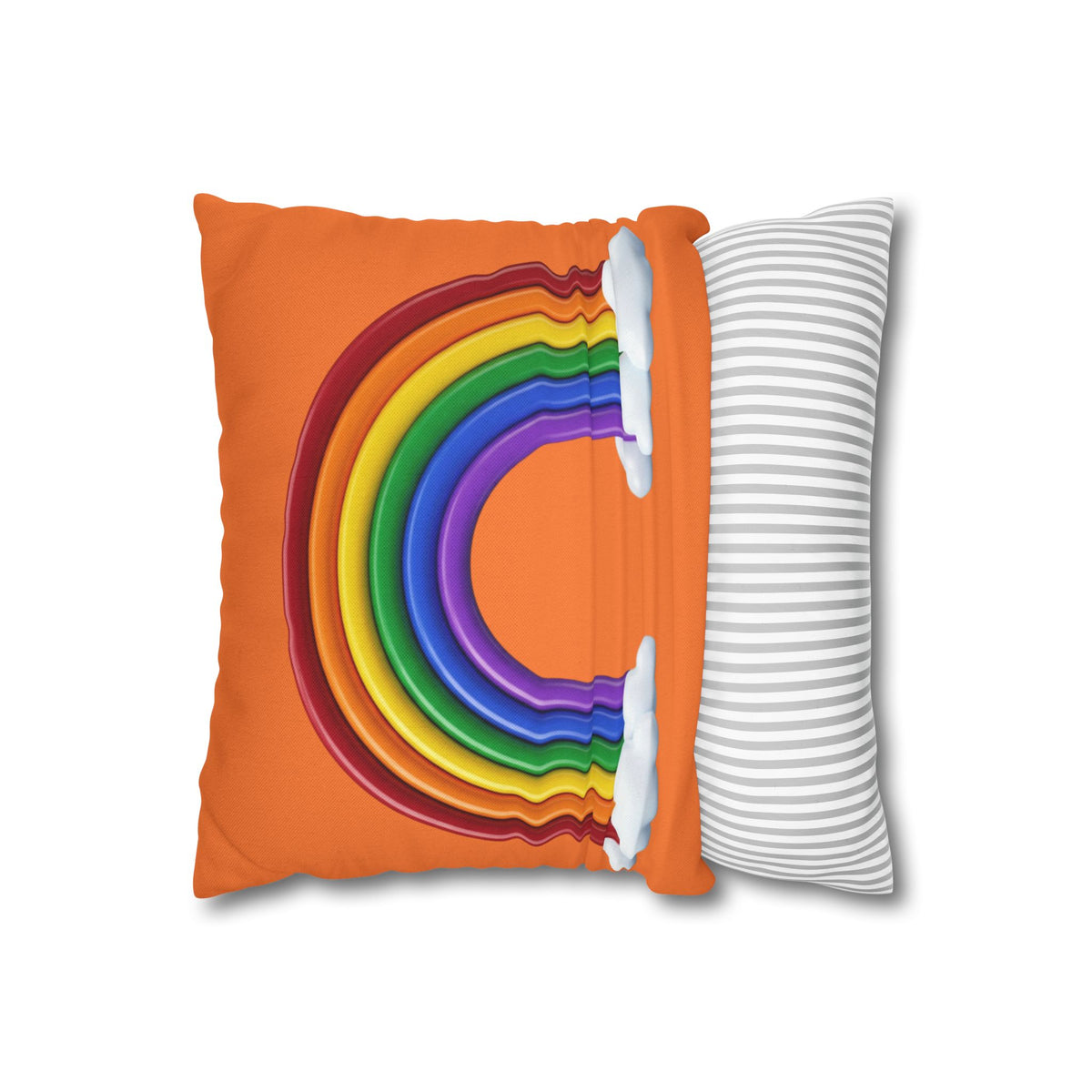 Rainbow Orange Spun Polyester Square Pillowcase