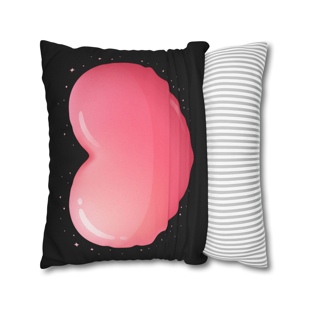Pink Heart Black Spun Polyester Square Pillowcase