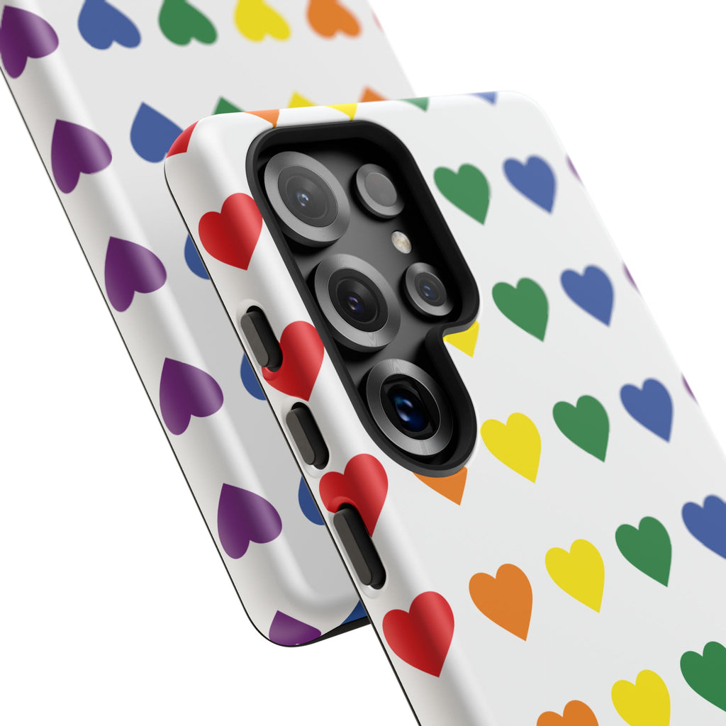 Rainbow Heart Tough Phone Case — Pride Pattern Protective Cover