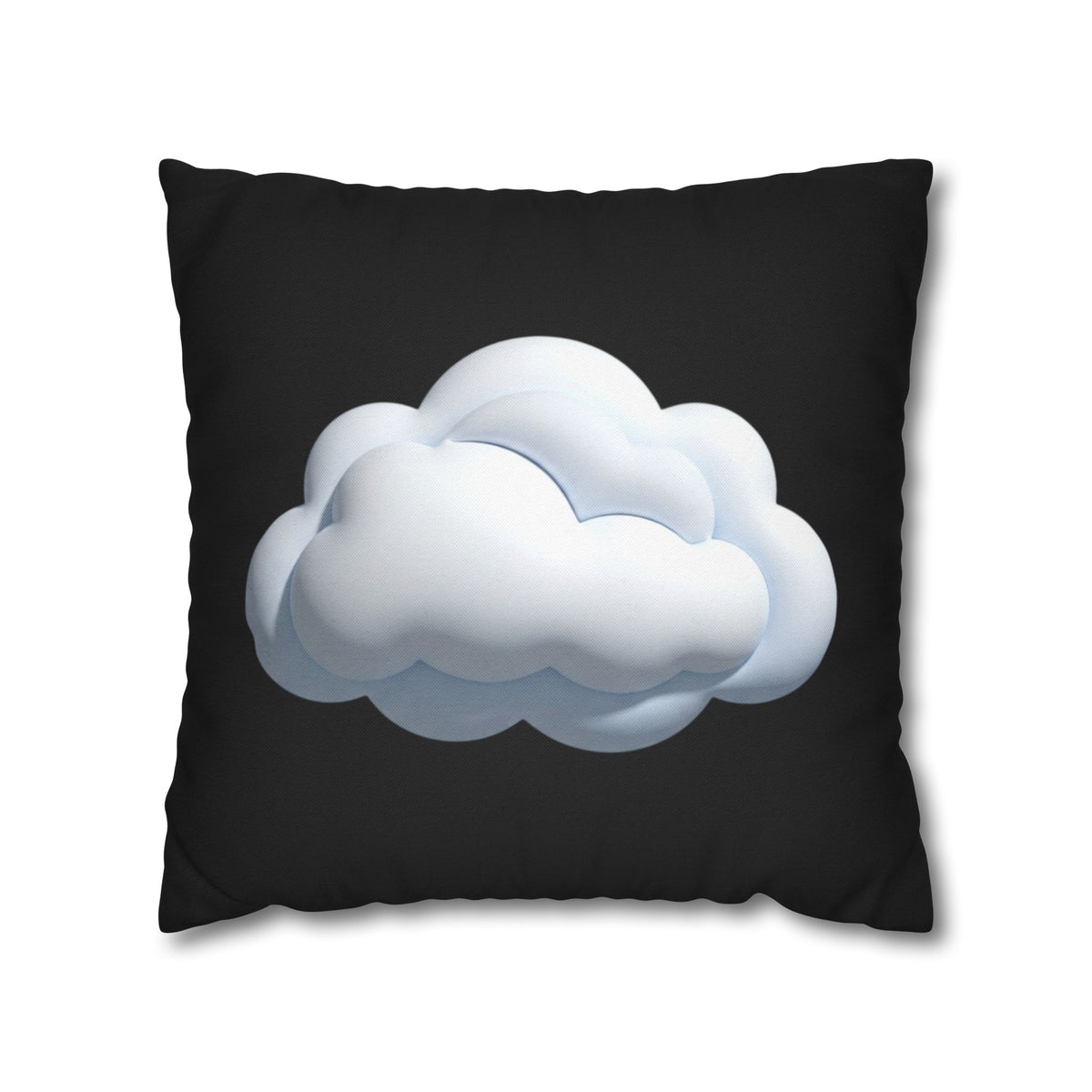 Cloud Graphic Black Pillowcase — Soft White Cloud on Black Decorative Pillow Cover