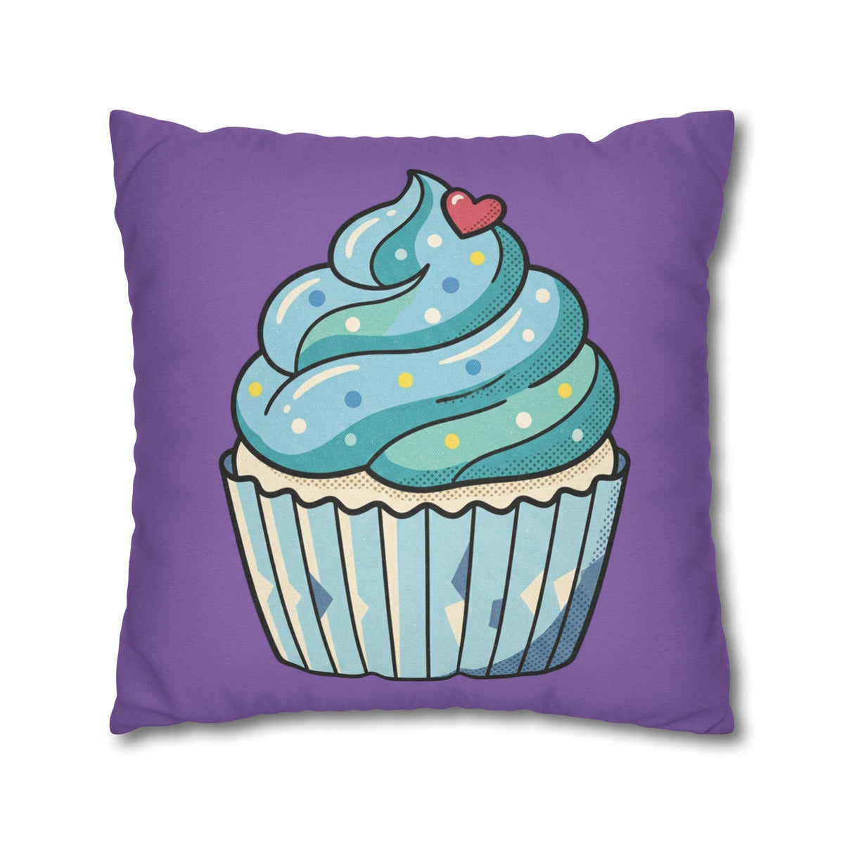 Cupcake Throw Pillow - Cute Blue Frosting Decorative Cushion for Kids’ Rooms, Nurseries & Baker Gift- Light Purple