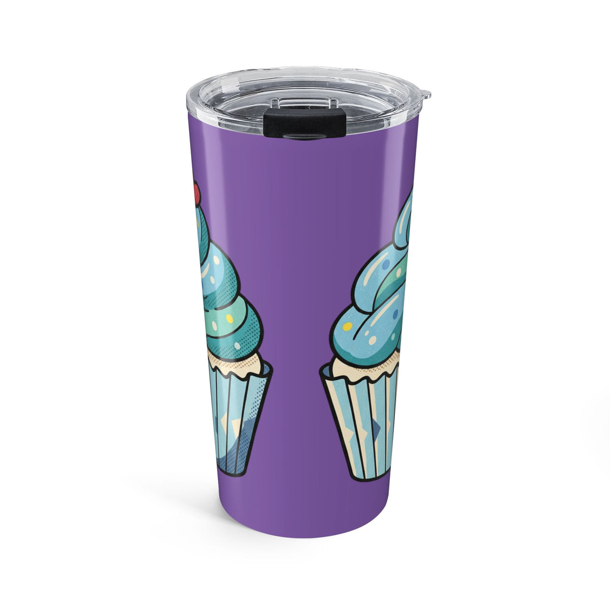 Blue Cupcake 20oz Tumbler- Light Purple Blue Sweet Treats Insulated Travel Mug