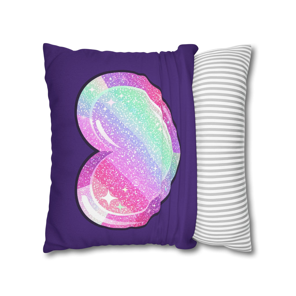 Pastel Glitter Heart Pillowcase Spun Polyester Square Pillowcase- Dark Purple