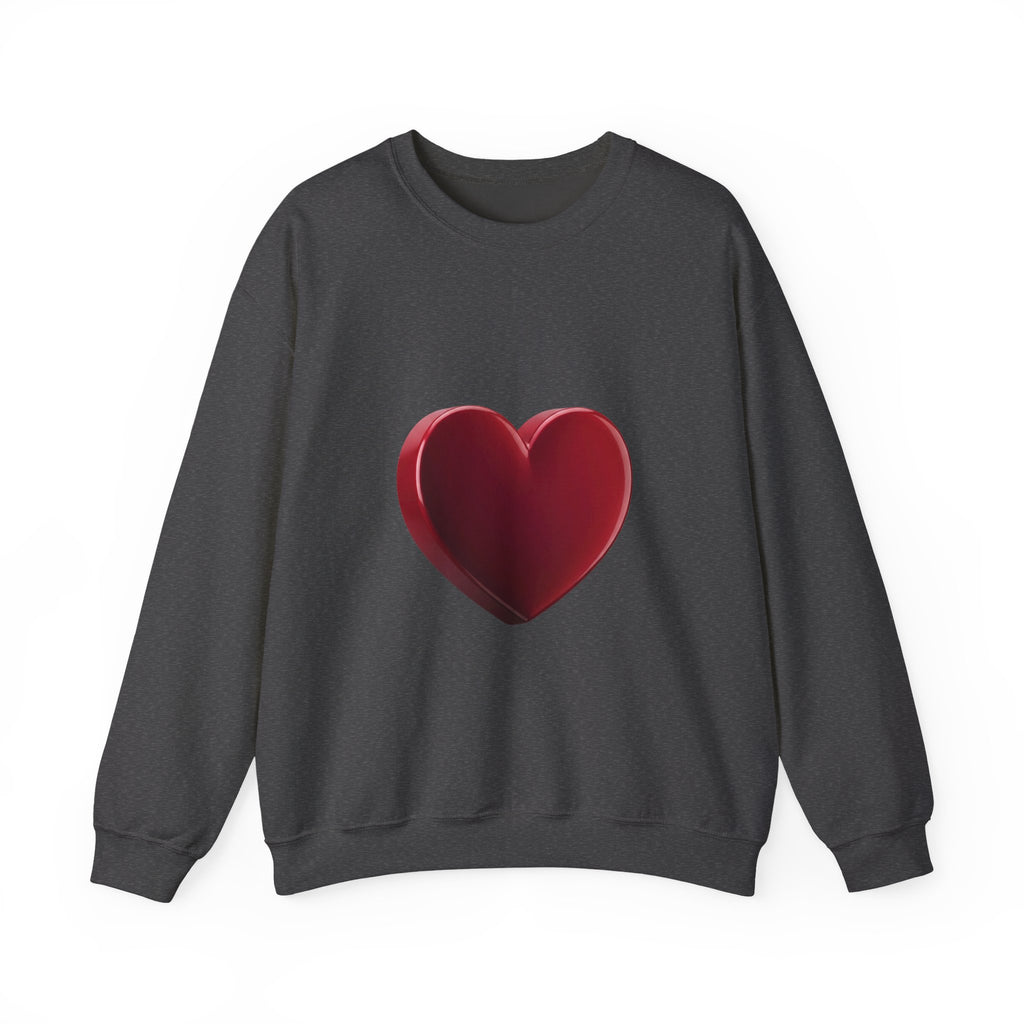 Heart Graphic Sweatshirt — Minimal 3D Red Heart Crewneck for Valentine’s & Everyday Wear