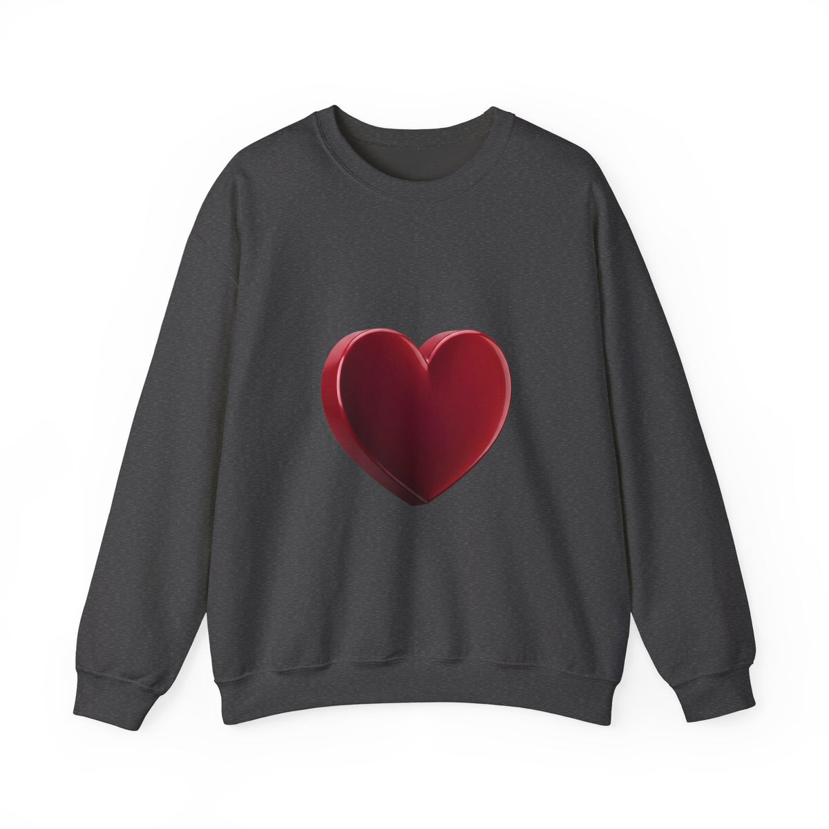 Heart Graphic Sweatshirt — Minimal 3D Red Heart Crewneck for Valentine’s & Everyday Wear
