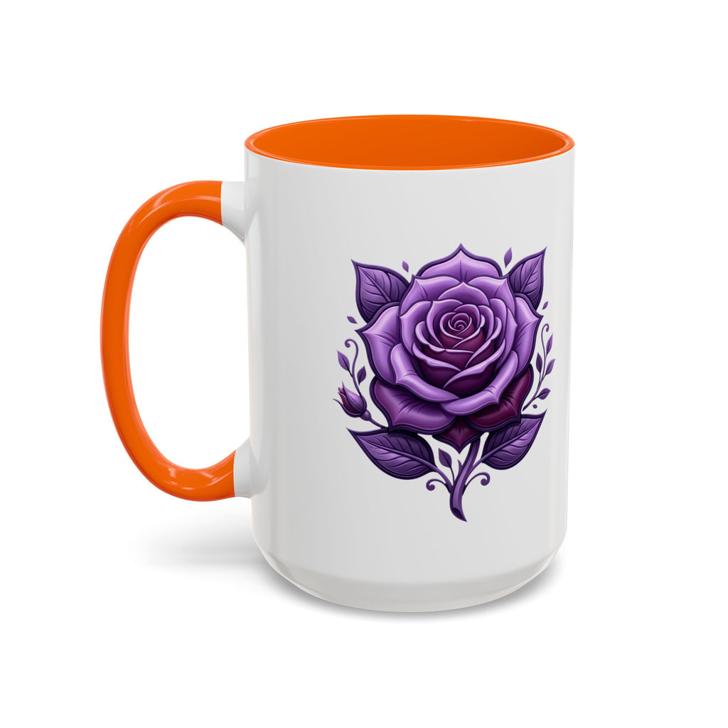 Purple Rose Accent Coffee Mug — Floral Gothic Tea Cup for Women & Gifts