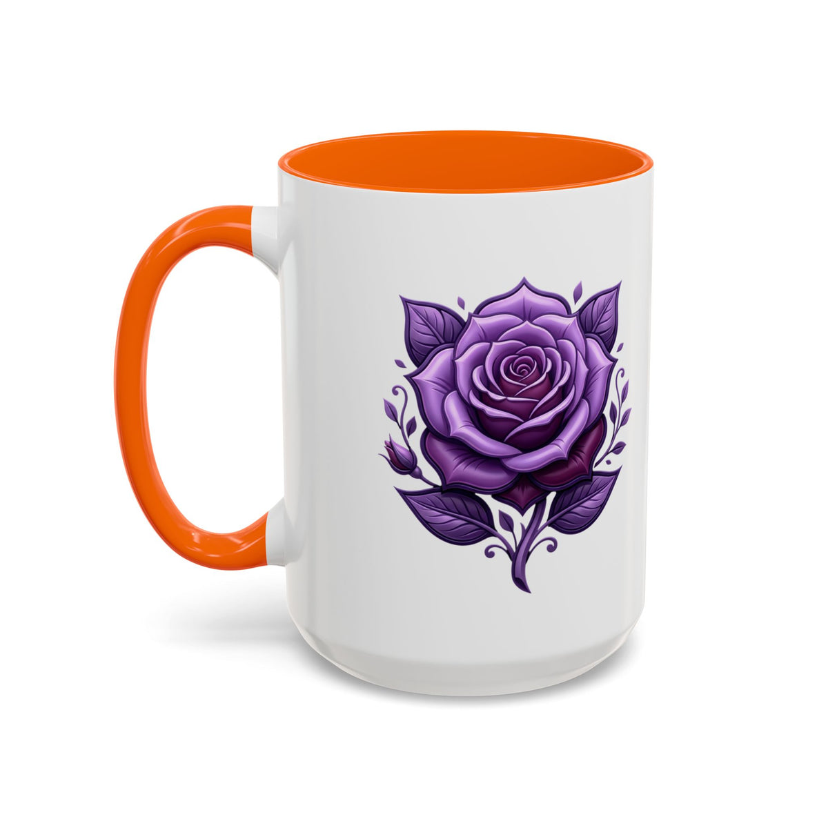 Purple Rose Accent Coffee Mug — Floral Gothic Tea Cup for Women & Gifts
