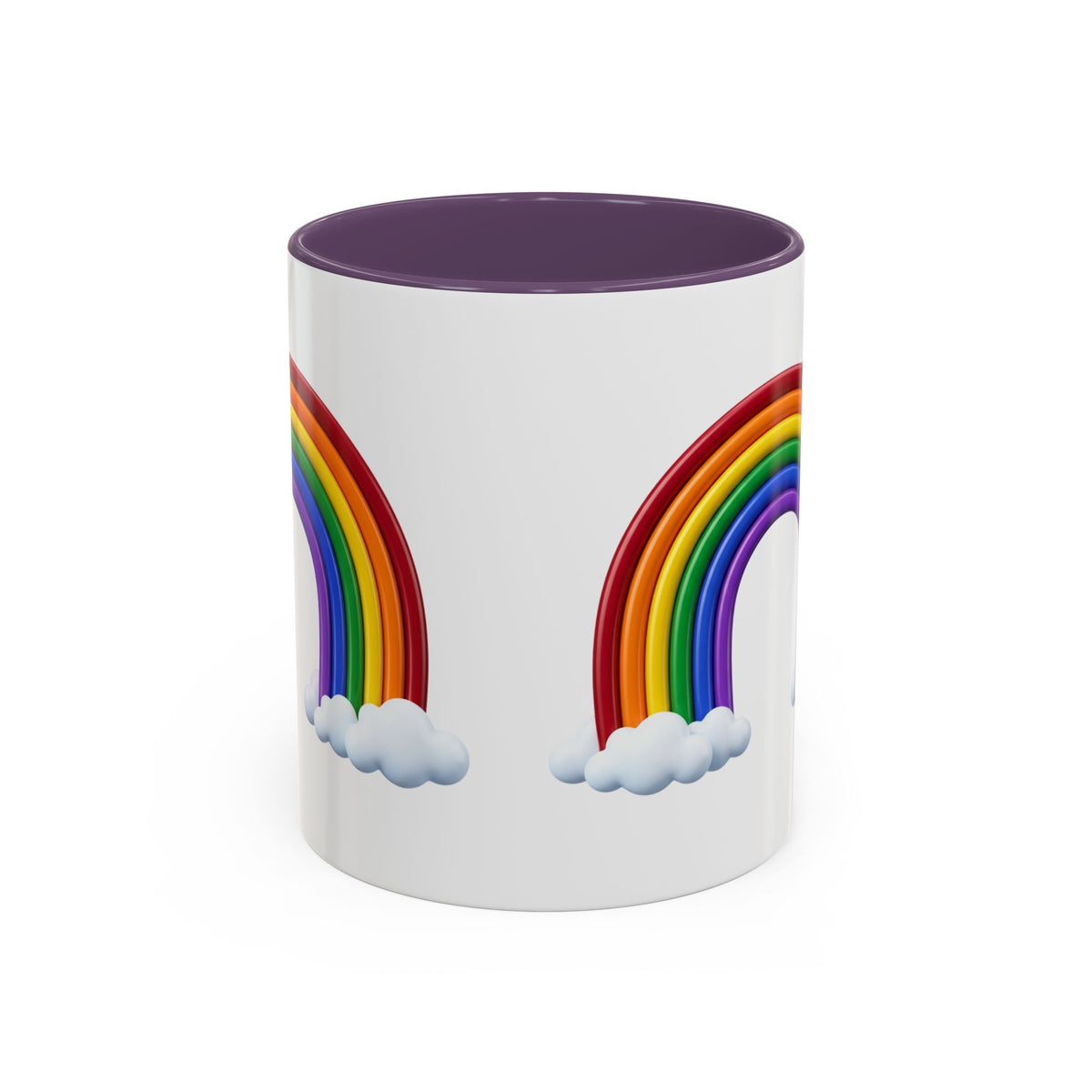 Rainbow Coffee Mug - Colorful Arc & Clouds Accent Mug (11/15oz)