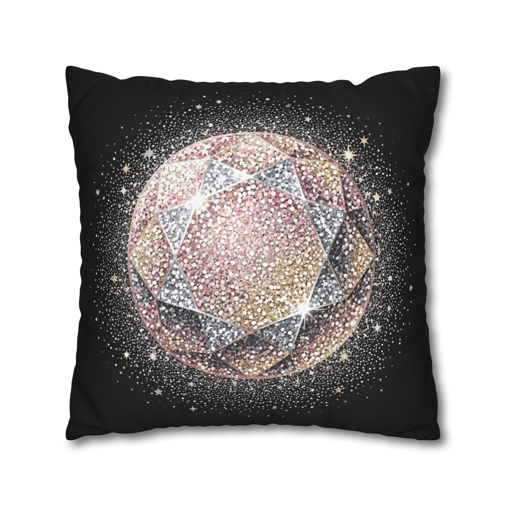 Glittery Black Spun Polyester Square Pillowcase
