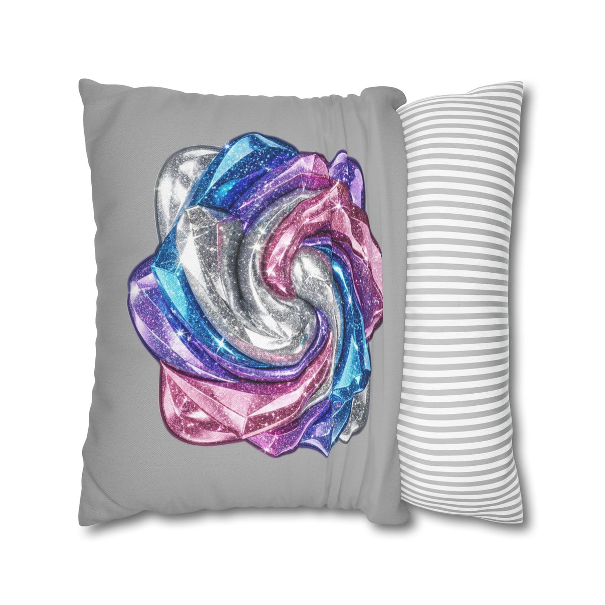 3D Glitter Design Light Grey Spun Polyester Square Pillowcase