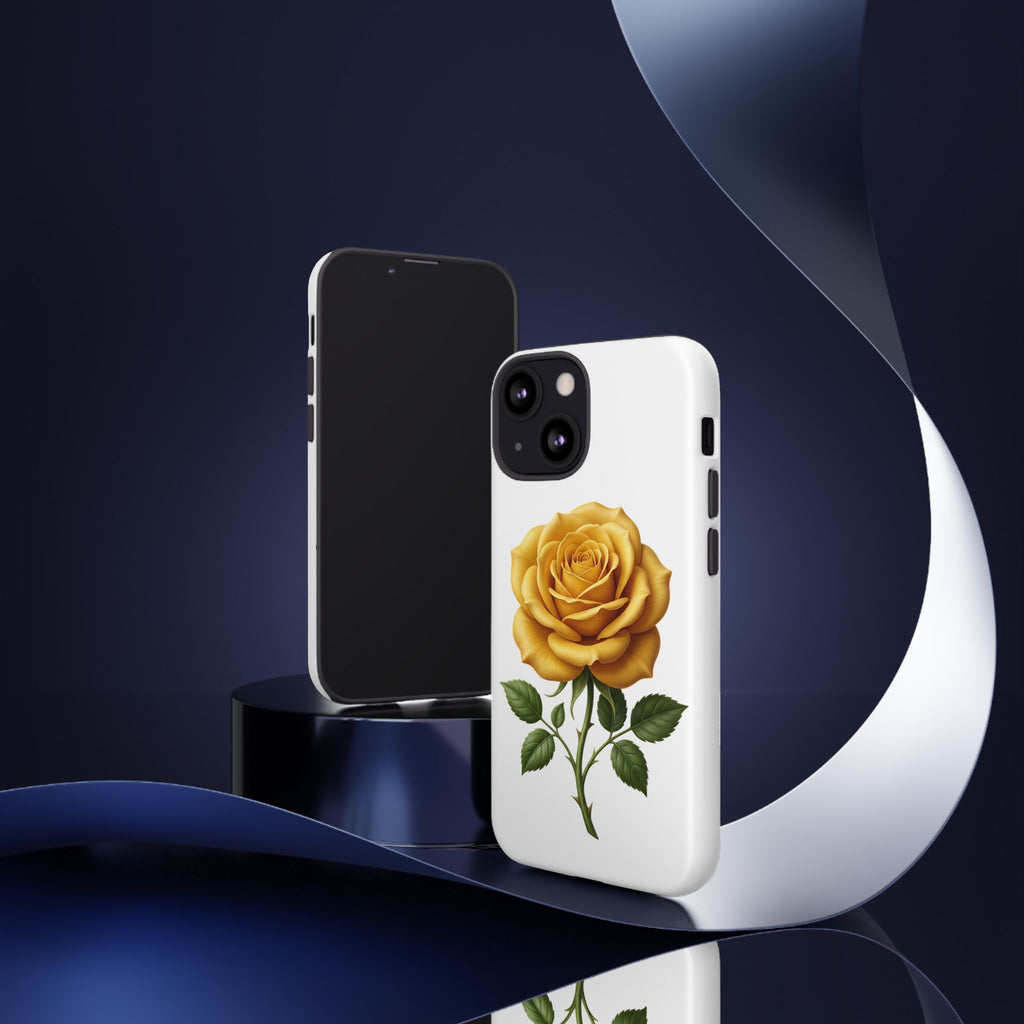 Yellow Rose Phone Case — Vintage Floral Tough Protective Cover