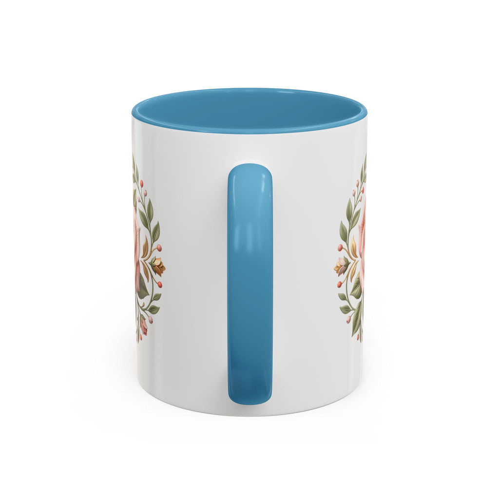 Rose Wreath Accent Coffee Mug — Floral 11/15oz Tea & Coffee Cup