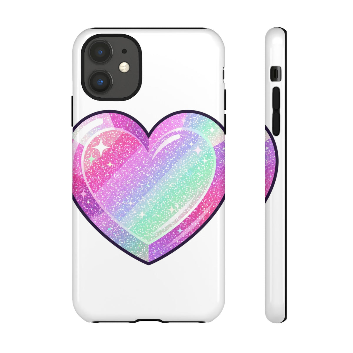 Pastel Glitter Heart Tough Phone Case — Cute Protective Phone Cover
