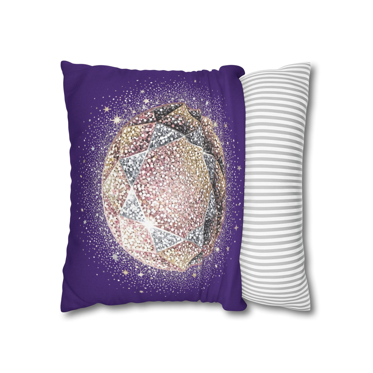 Glittery Dark Purple Spun Polyester Square Pillowcase