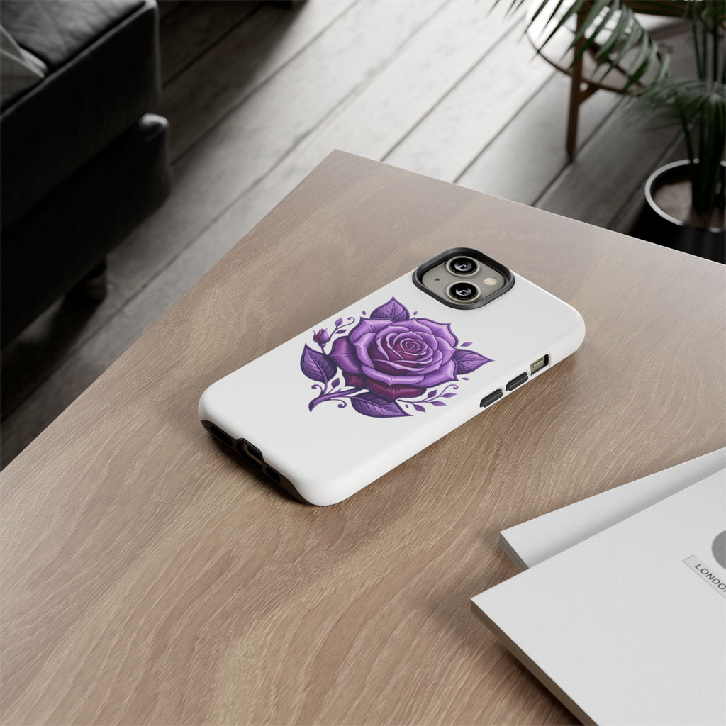 Purple Rose Tough Phone Case — Floral Protective Phone Cover