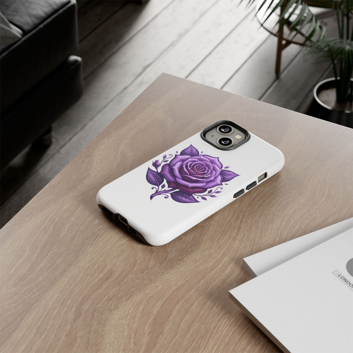 Purple Rose Tough Phone Case — Floral Protective Phone Cover