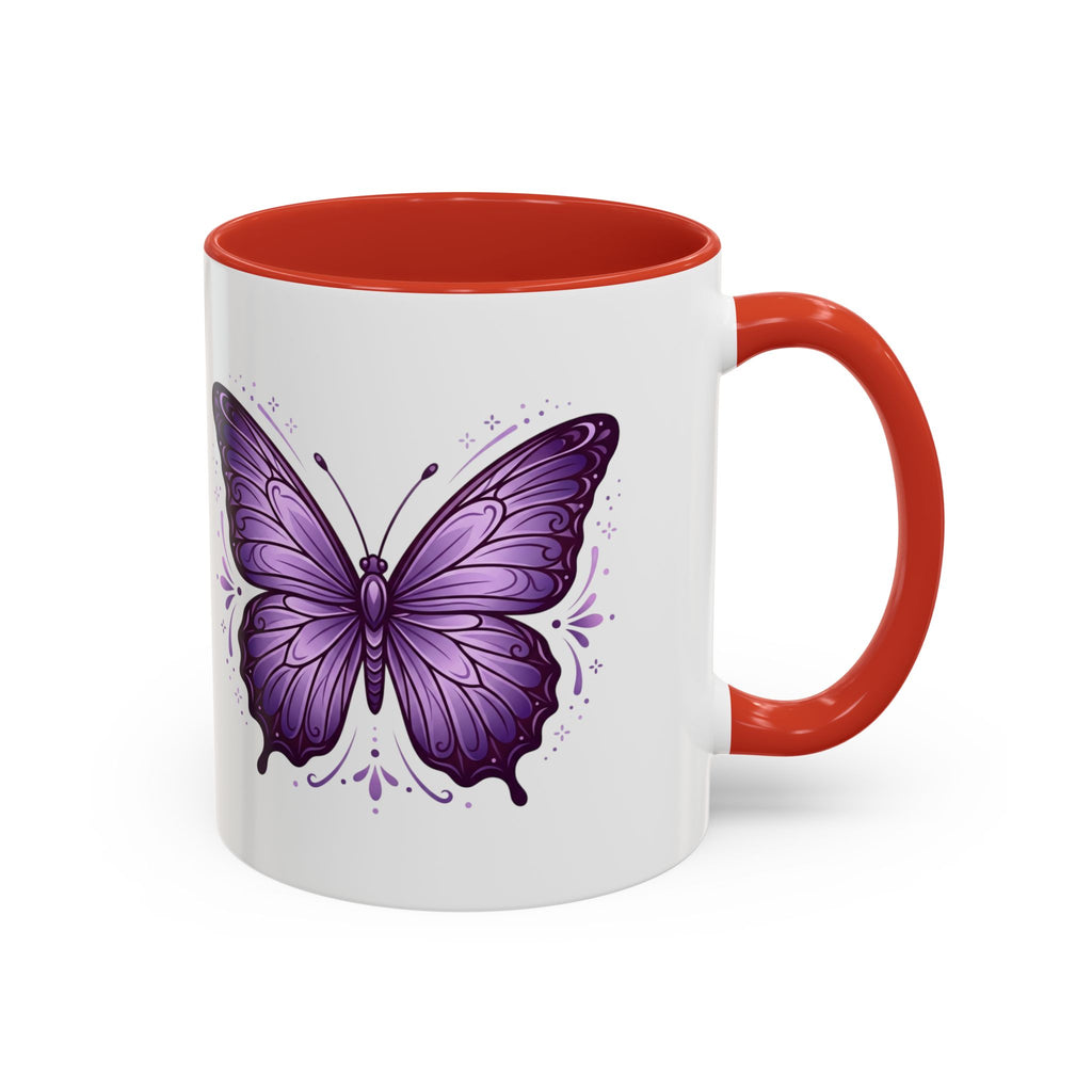 Purple Butterfly Accent Coffee Mug — 11oz & 15oz Decorative Tea Cup