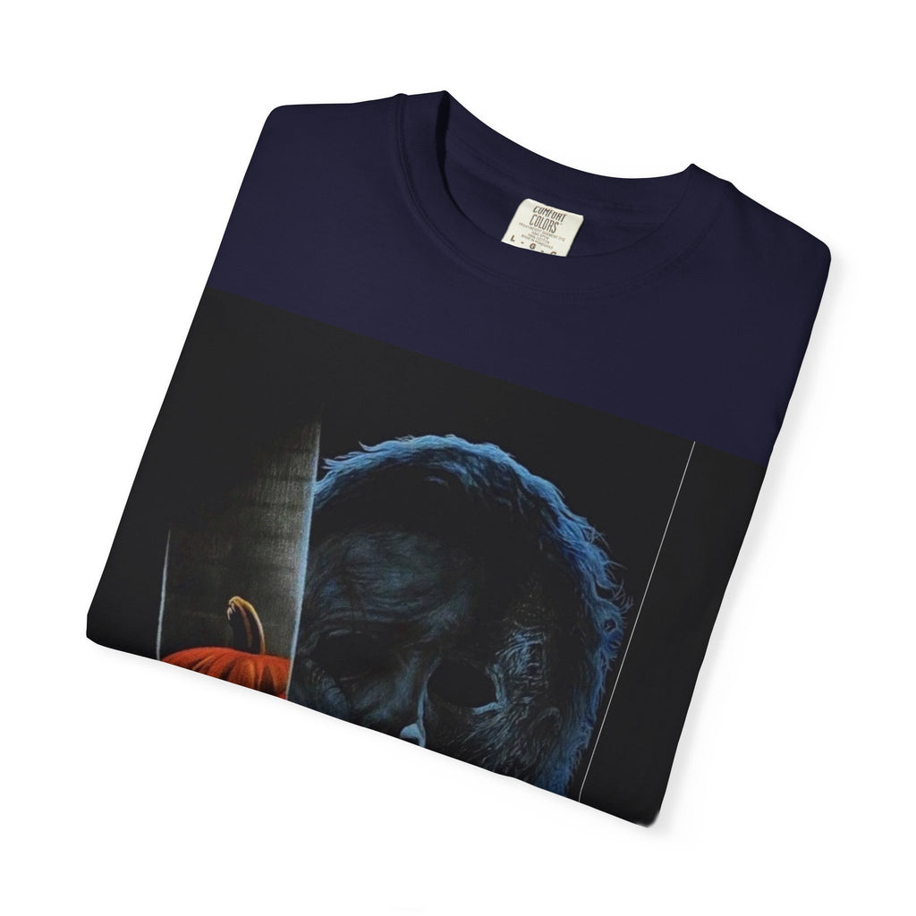 T-Shirt — Halloween Split-Face Pumpkin & Michael Myers Horror Graphic