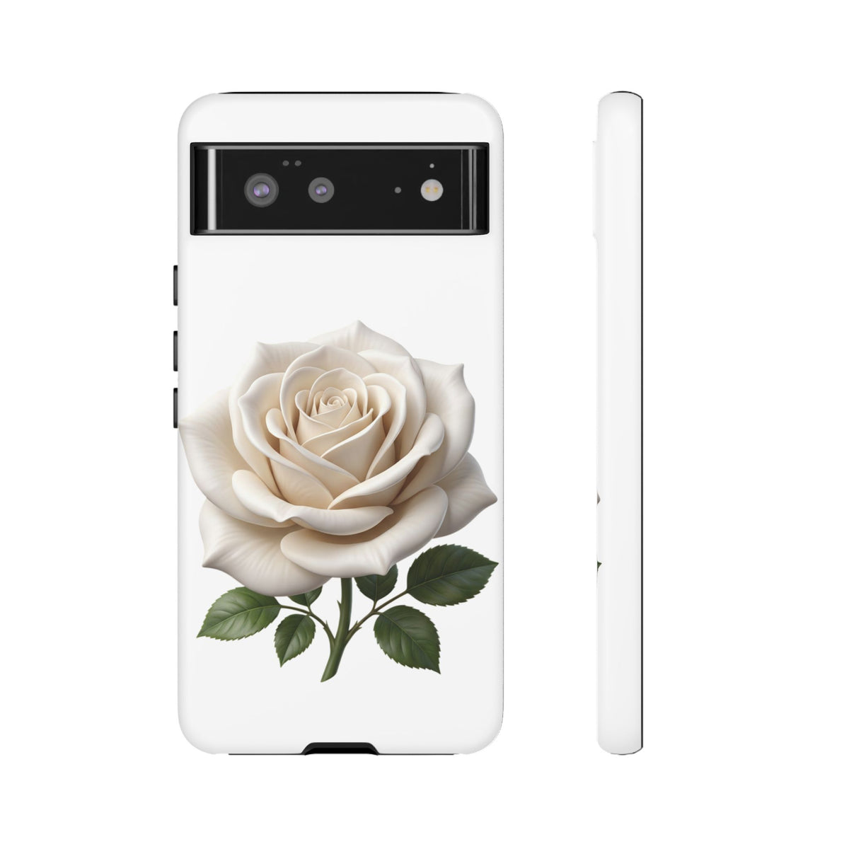 White Rose Tough Phone Case – Elegant Floral Protective Cover