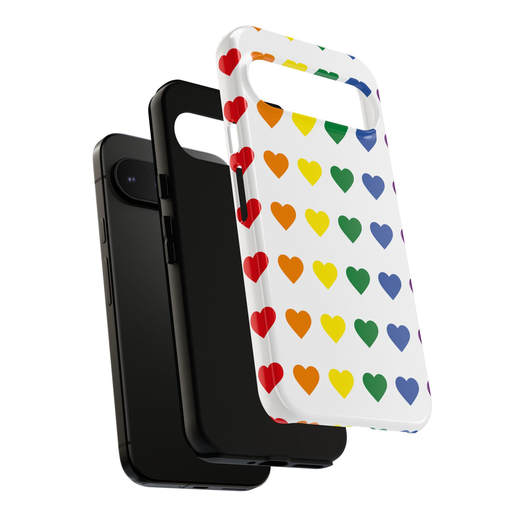 Rainbow Heart Tough Phone Case — Pride Pattern Protective Cover