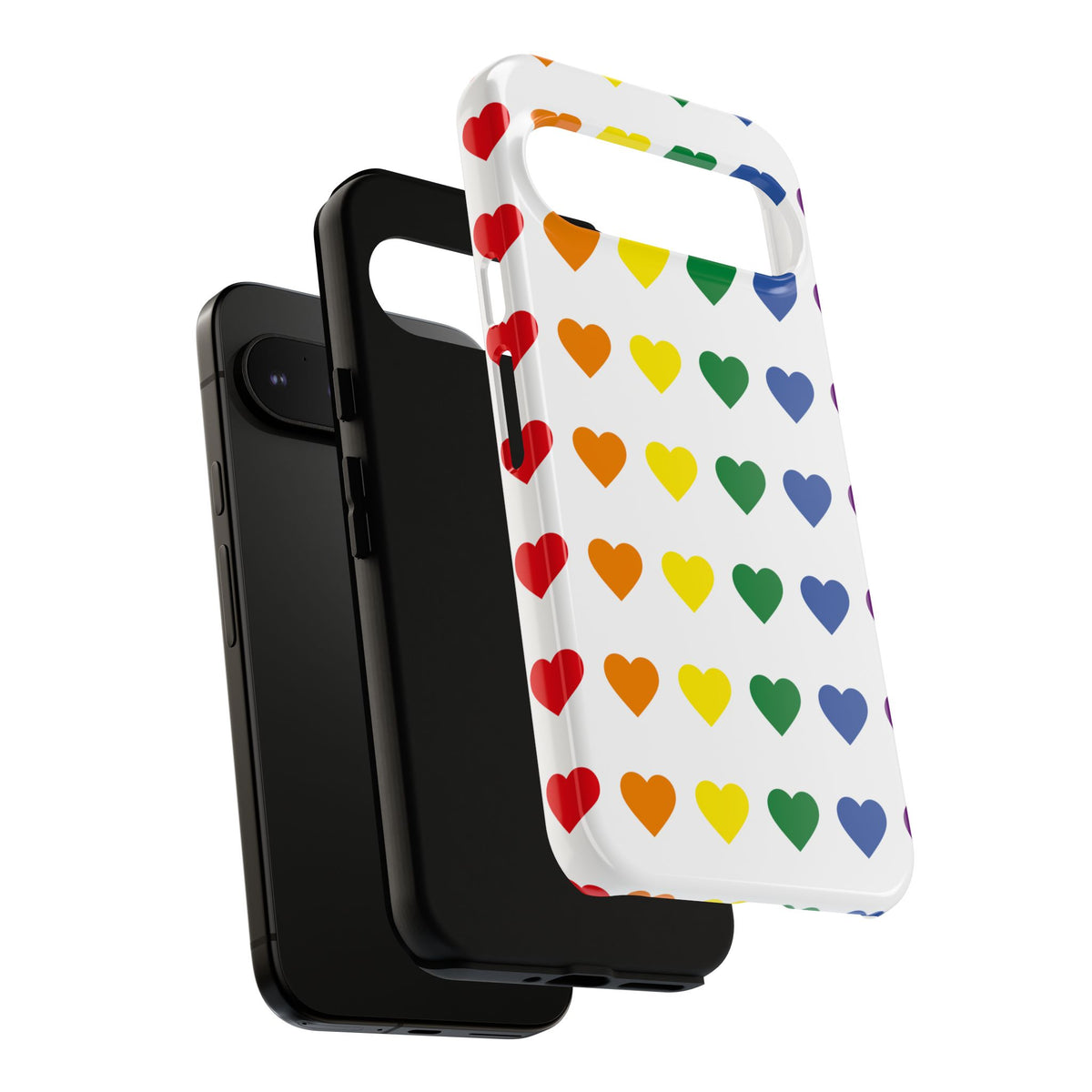 Rainbow Heart Tough Phone Case — Pride Pattern Protective Cover