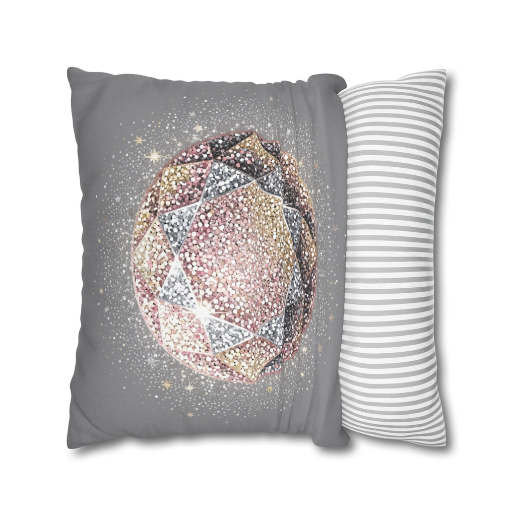 Glittery Grey Spun Polyester Square Pillowcase