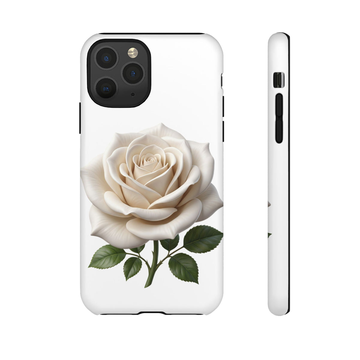 White Rose Tough Phone Case – Elegant Floral Protective Cover