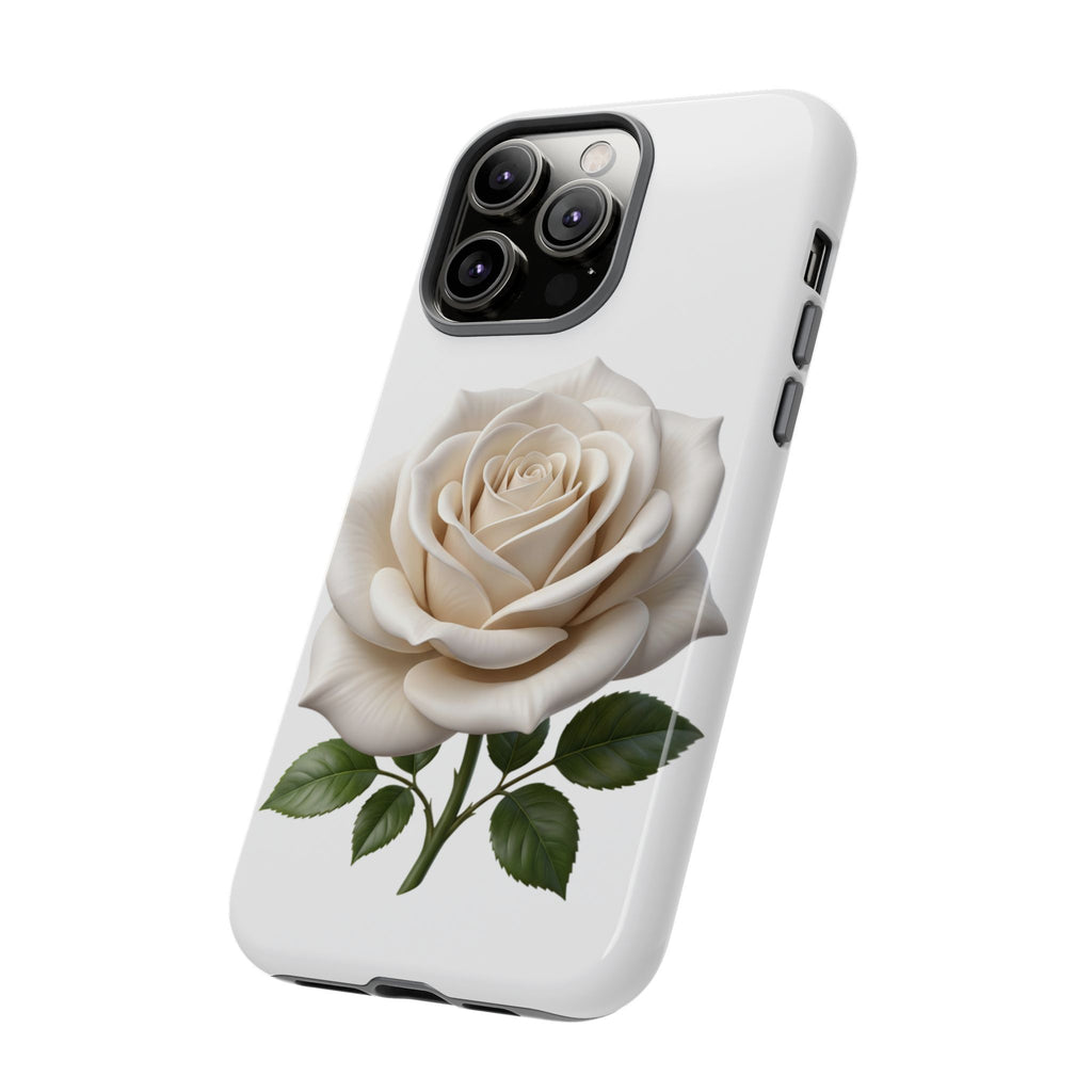 White Rose Tough Phone Case – Elegant Floral Protective Cover