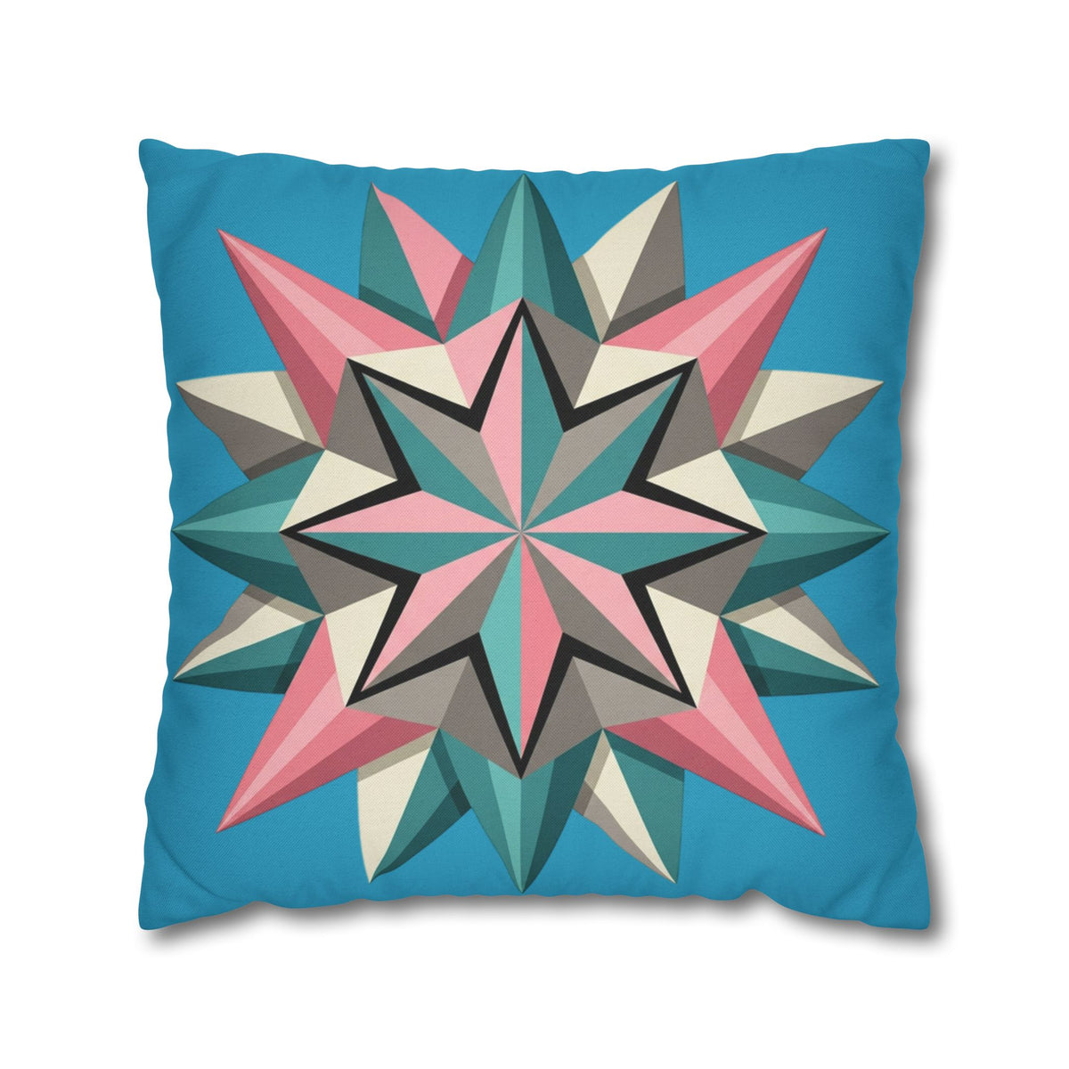 Geometric Starburst Decorative Pillowcase — Turquoise Pink Accent Cushion Cover