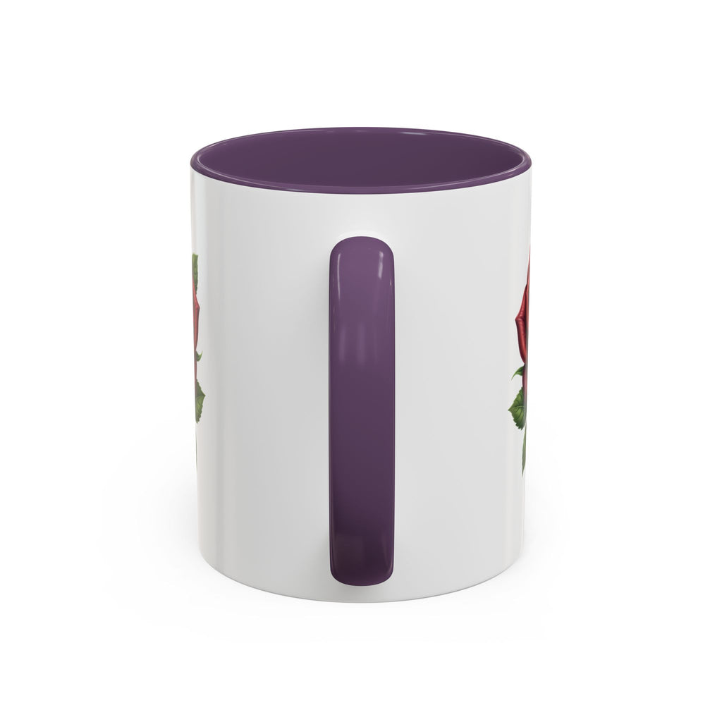 Red Rose Accent Coffee Mug — Floral Ceramic Coffee Cup (11/15oz)
