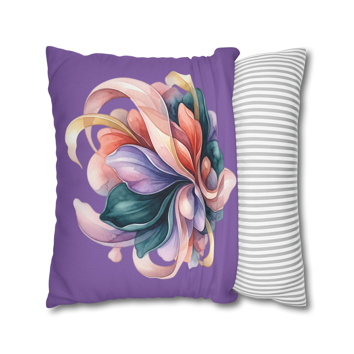 Floral Swirl Decorative Pillowcase — Purple Abstract Bloom Accent