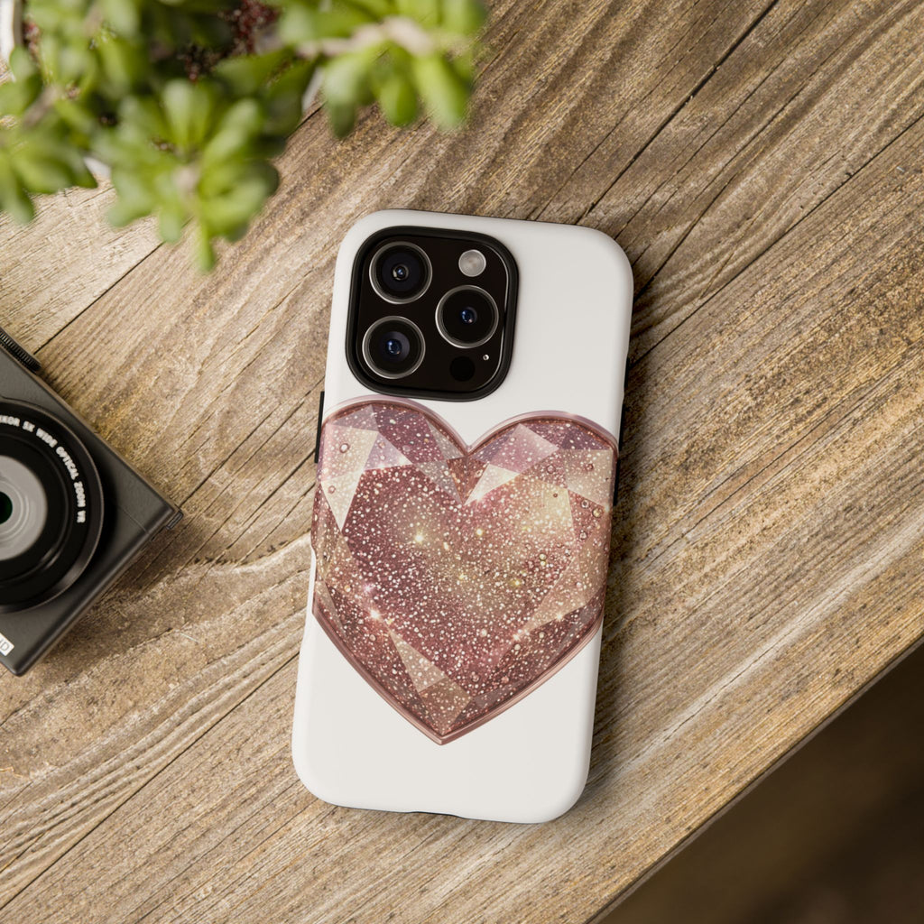Rose Gold Glitter Crystal Heart Phone Case