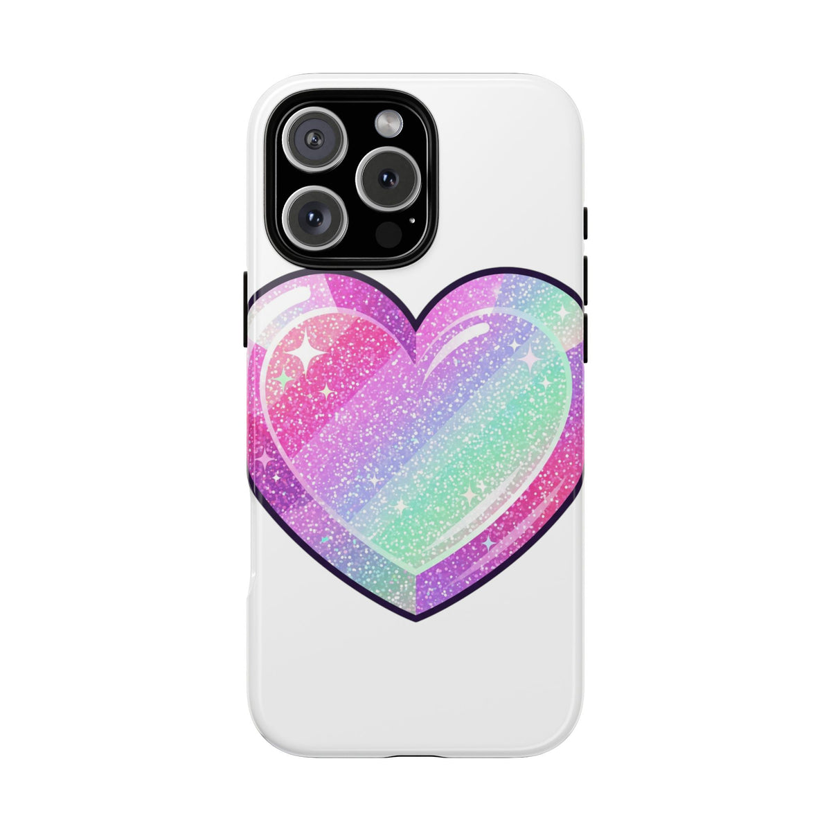 Pastel Glitter Heart Tough Phone Case — Cute Protective Phone Cover