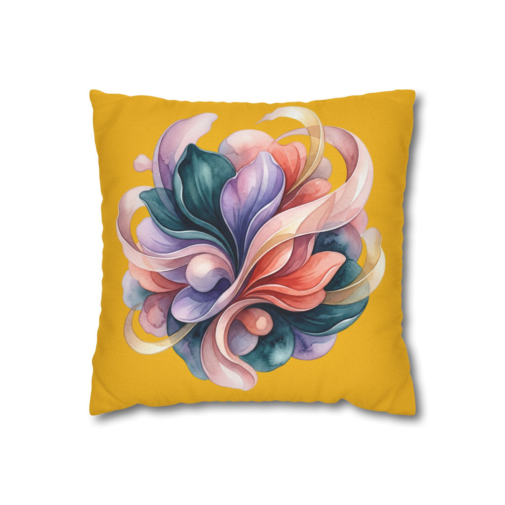 Floral Swirl Decorative Pillowcase — Vibrant Yellow Abstract Bloom
