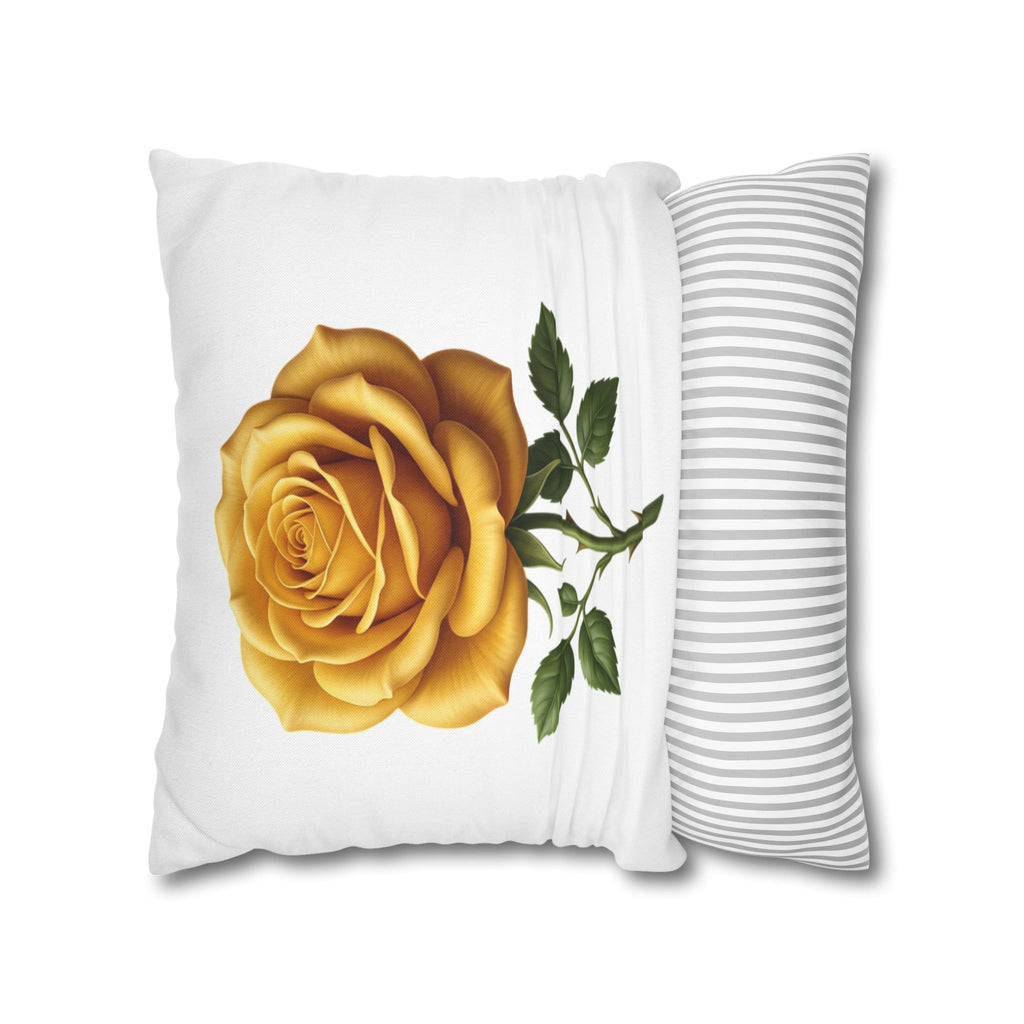 Yellow Rose Spun Polyester Square Pillowcase